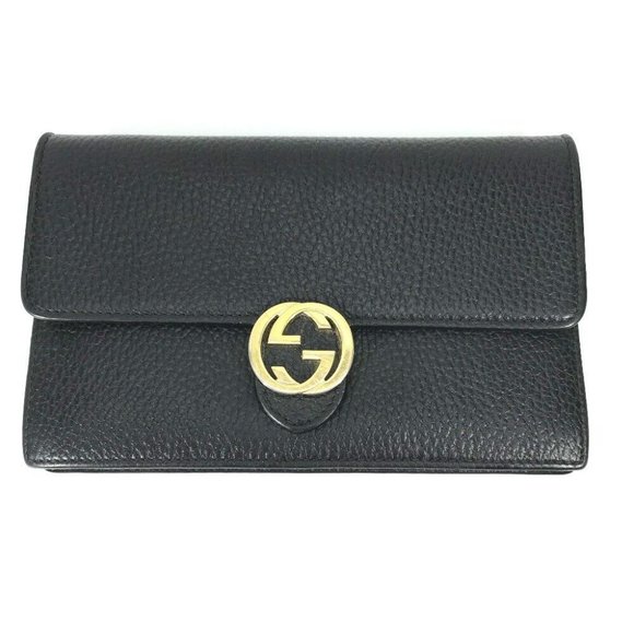 GUCCI Interlocking G Chain wallet 2WAY Clutch Long Wallet Shoulder Bag - Picture 1 of 16